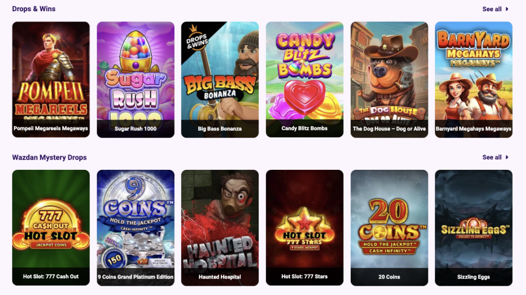 Screenshot of slots games